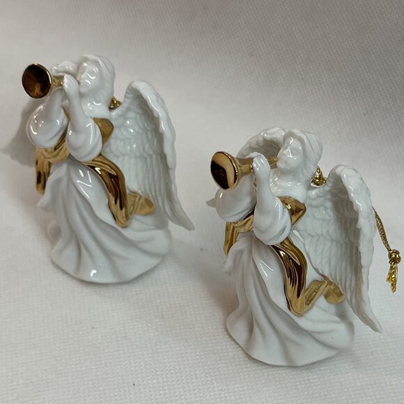 Vintage White Procelain 3 1/2" Christmas Angel Ornaments (Set of 2) - Picture 2 of 4